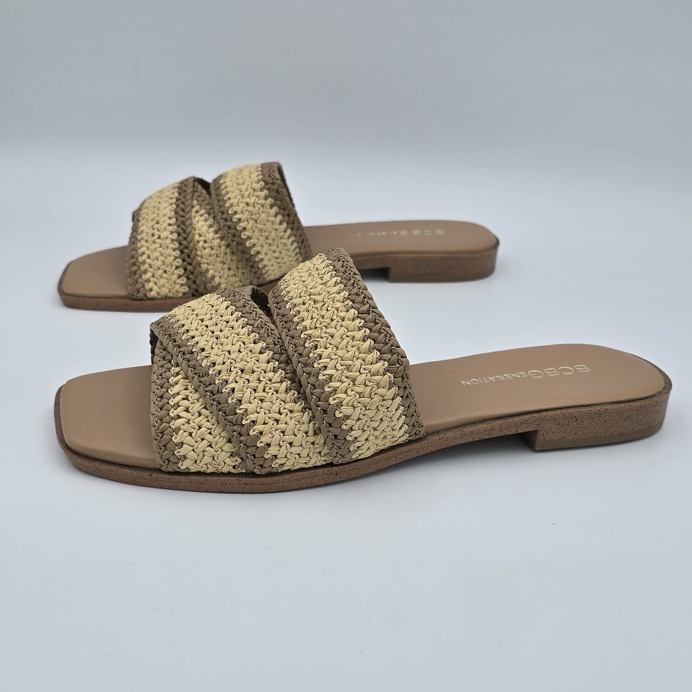 NWOT BCBGeneration Lileen Slide Sandals, Tan/Natural, 8.5M - Picture 6 of 12